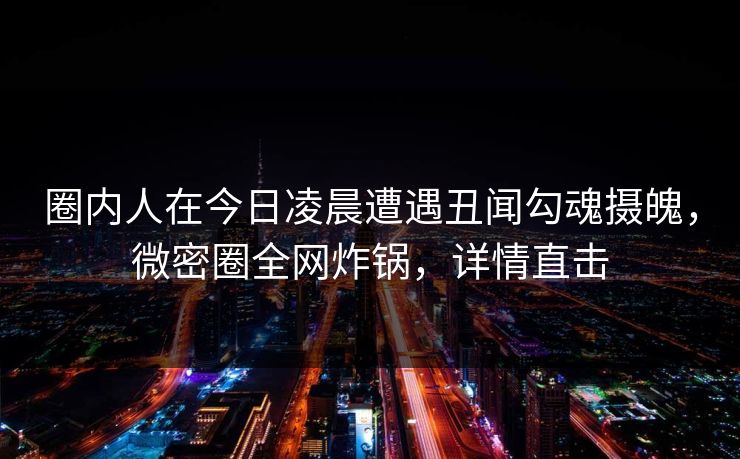 圈内人在今日凌晨遭遇丑闻勾魂摄魄,微密圈全网炸锅,详情直击