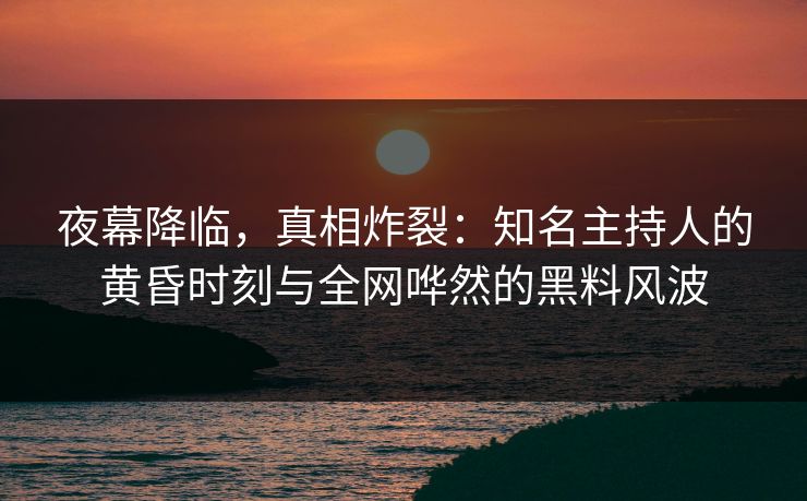 夜幕降临,真相炸裂:知名主持人的黄昏时刻与全网哗然的黑料风波