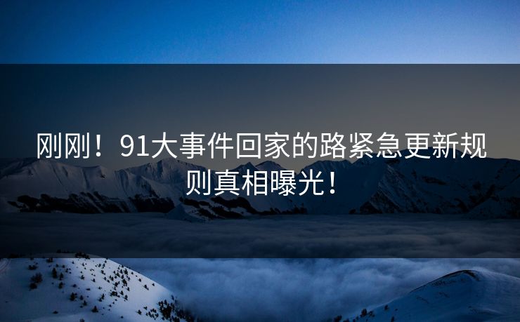 刚刚！91大事件回家的路紧急更新规则真相曝光！